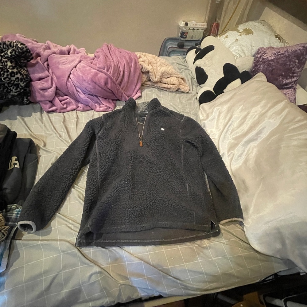 Gray Sherpa Quarter-Zip Pullover